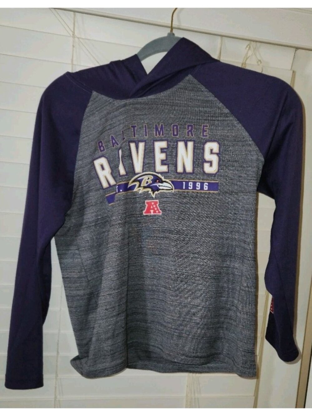Baltimore Ravens Long Sleeve Hoodie YOUTH MEDIUM 10/12 Shirt Lightweight.....B1